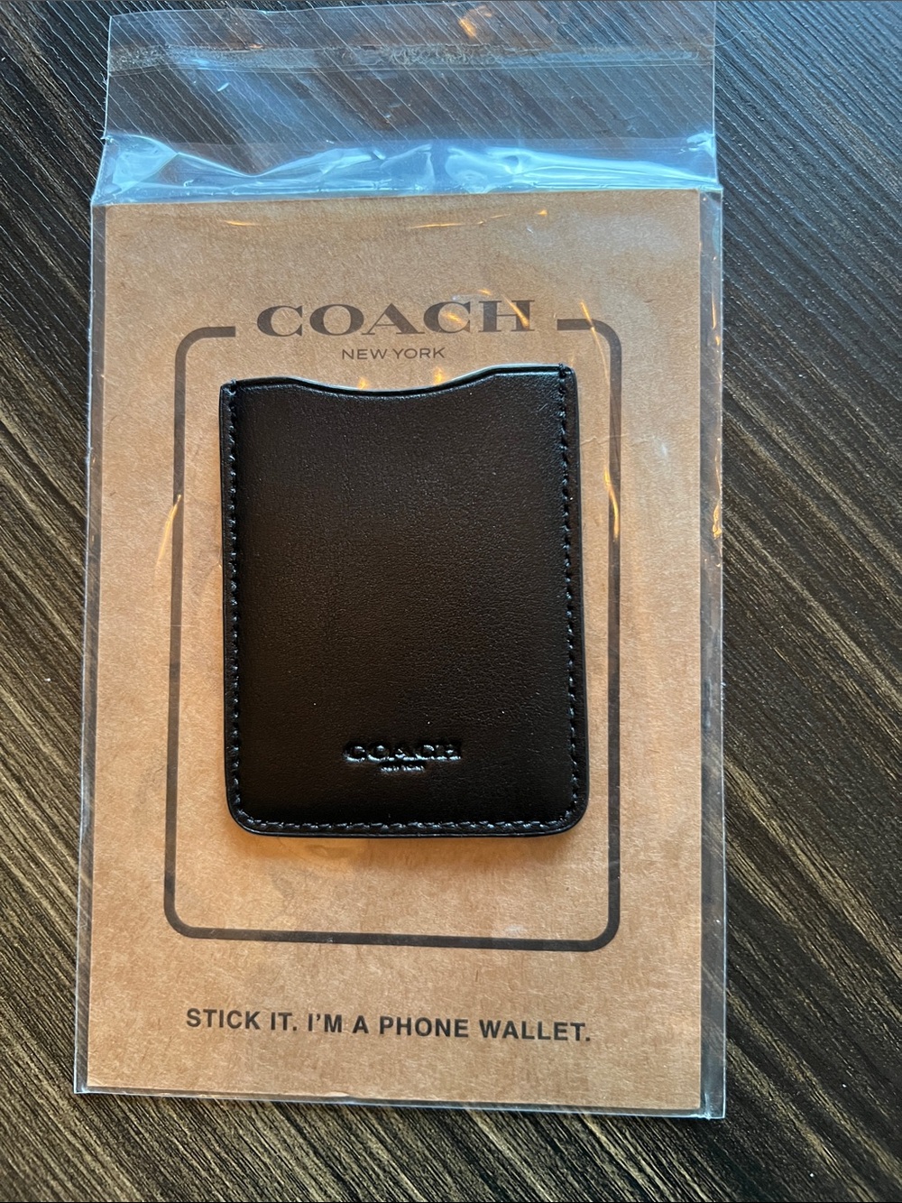 New Coach black leather phone wallet